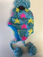 Girl's Winter Pom Pom  Star Knit Winter Hat One Size Child 4-16 Retail 22.00