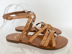 J.Crew Cross-Strap Sandals Studded Leather Sz 7 Brown $88 | eBay
