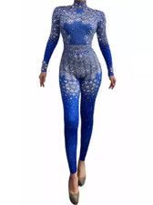 Dancer Leggings Stage Costumes Sparkling Party Rhinestone Jumpsuit Bodysuit