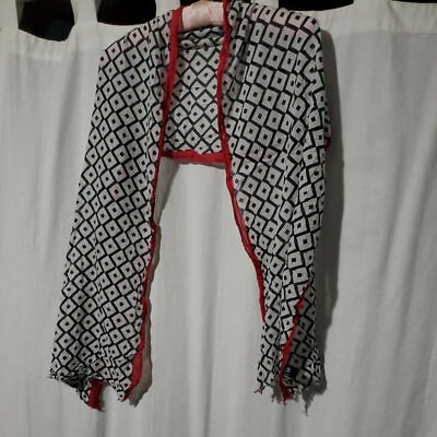 2 Chic Scarf Gorgeous Fuchsia Black Crinkle Diamond Chevron Cotton