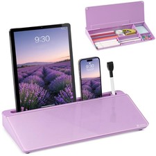 Varhomax Glass Desk Whiteboard with Storage, Dry Erase Memo Board Purple