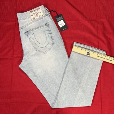 True Religion Jeans Mens Size 30x30 Ricky Relaxed Straight Light Wash Blue Denim
