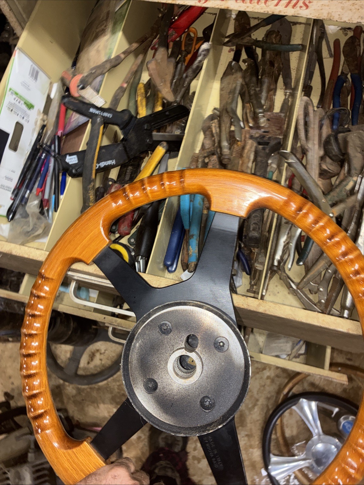 Vintage Nuova Raid Wood Steering Wheel 15” Italy 6-Bolt Classic Ferrari Alfa