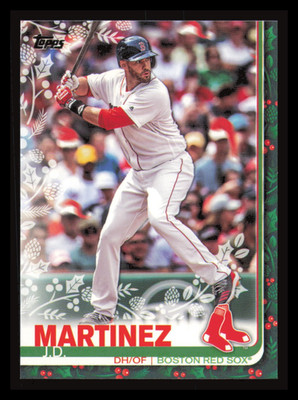 2019 Topps Holiday - Rare Variation J.D. Martinez #HW127 Santa Hats in Crowd