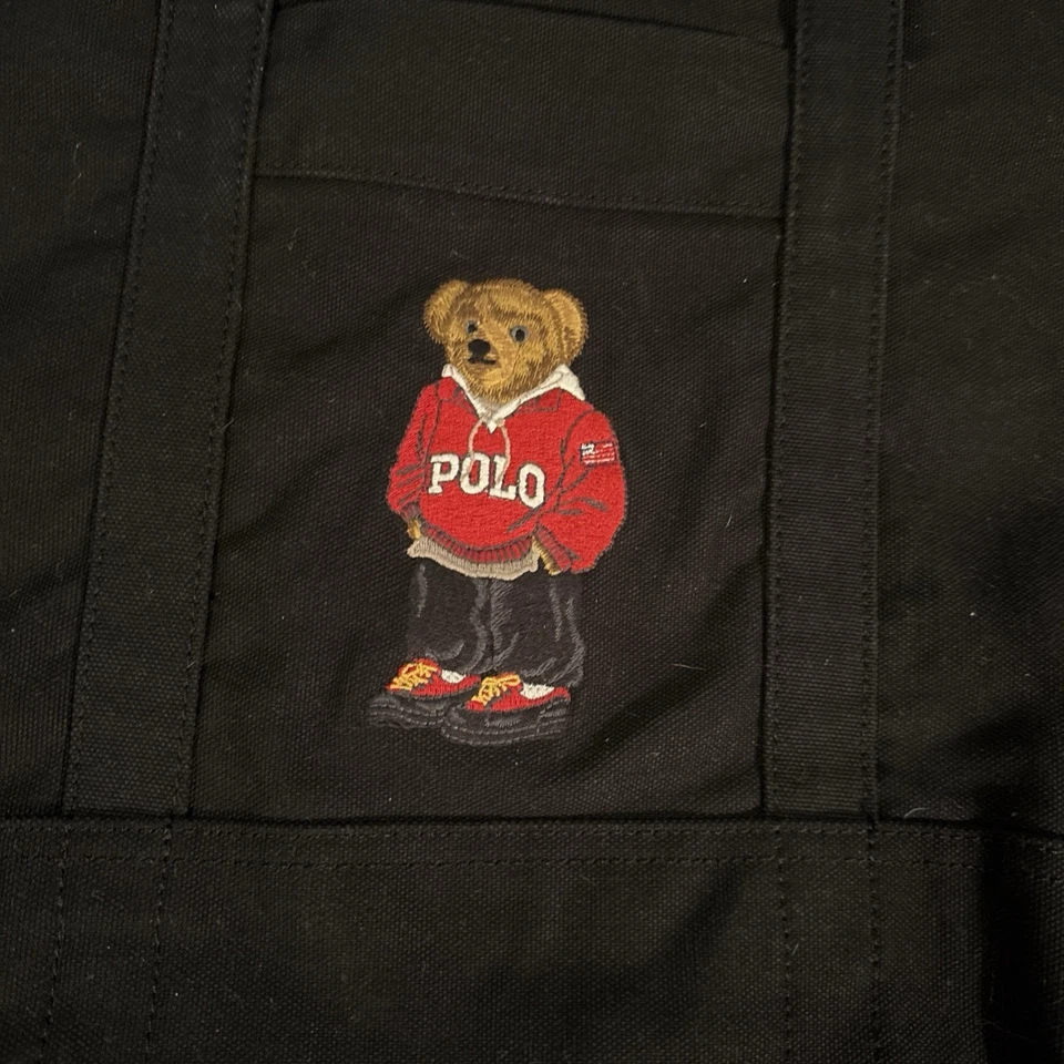 Polo Ralph Lauren Polo Bear Black Canvas Tote Bag - RARE - Image 2 of 4