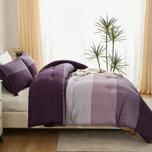 Litanika California King Set di piumoni viola - 3 pezzi Cal King oversize L... - Foto 8 di 8