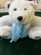 Polar Bear with Snowflake Scarf Stuffed Animal Toy Teddy Bear 8”