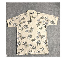 IZOD Mens S Tan Floral Polo Shirt Short Sleev...
