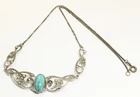 Vintage Germany Sterling Silver Art Deco Marcasite Turquoise Choker Necklace