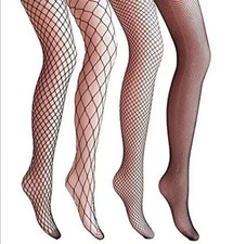 4 Pairs Women's Black Fishnet Tights Sheer Nylon Spandex One Size