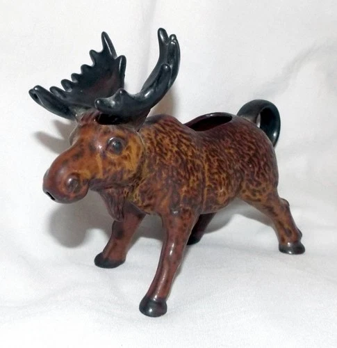 Vintage Eddie Bauer Ceramic Moose Creamer Made In Japan IWA Brown Glaze