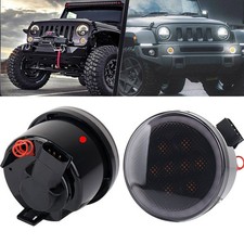 2x For Jeep Wrangler Jk 2007-2018 Front Amber Led Turn Signal Lights Smoked Lens 2x For Jeep Wrangler Jk 2007-2018 Front Amber Led Turn Signal Lights Smoked Lens