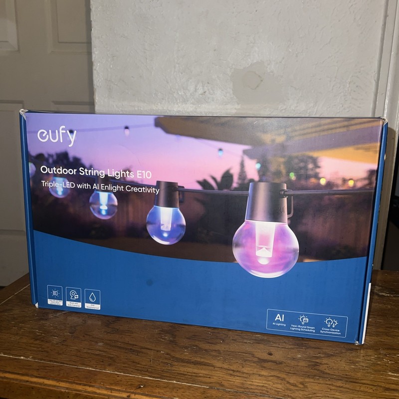 New/ Open Box, eufy Outdoor String Lights E10 96ft 30xSmart RGBWW LED Bulbs 