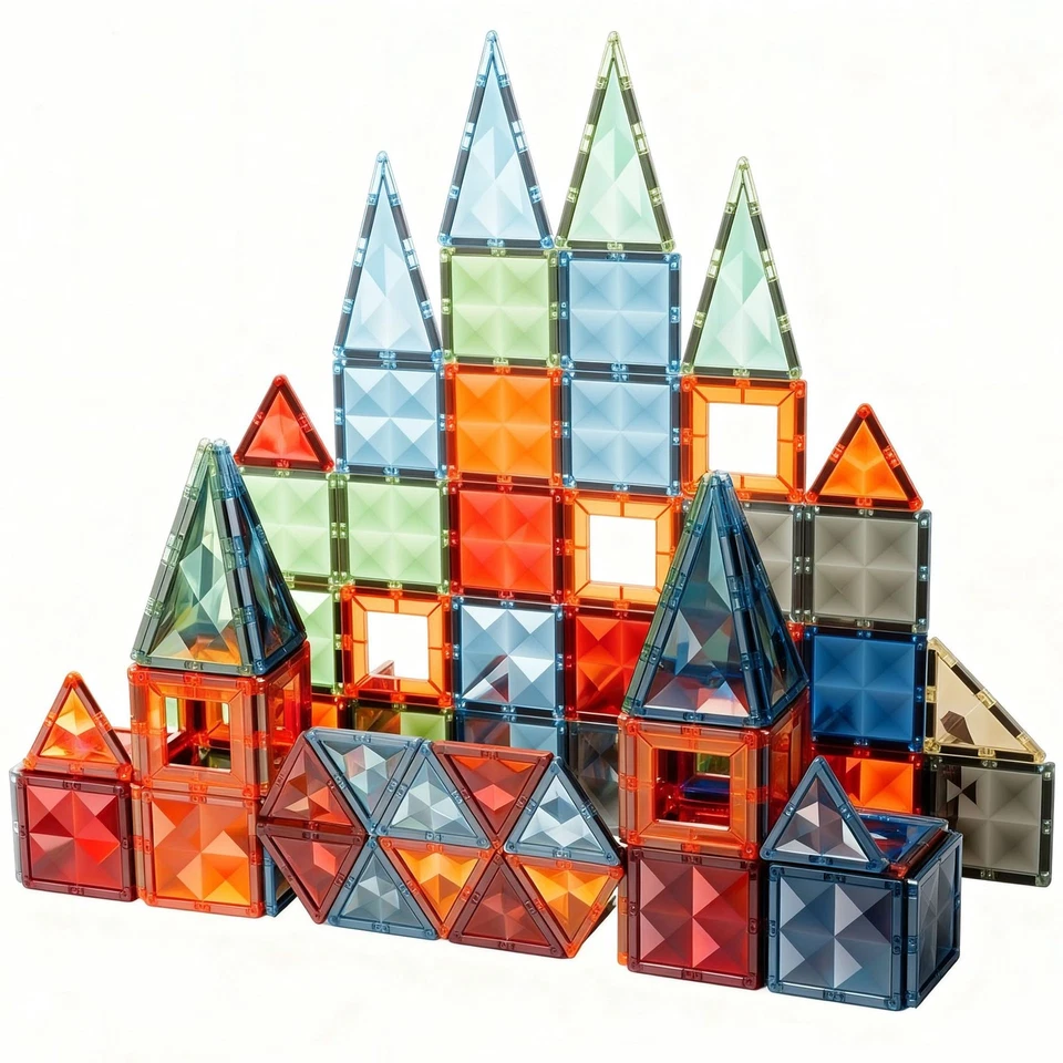 122PC Magnet Tiles Mag-Genius Magnetic Building Blocks SET Toys For Kids GIFT - Image 3 of 4