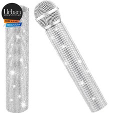Rhinestone Microphone Sleeve   Sparkly Bling Crystal Mic Handle Cover, Fits M...