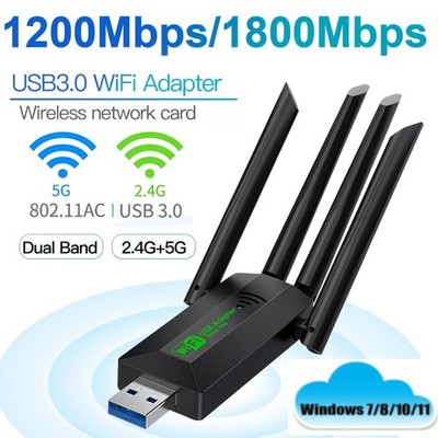 USB Dual Band 2.4/5G WLAN Adapter Netzwerk WLAN Dongle 4x Antennen 1800Mbps
