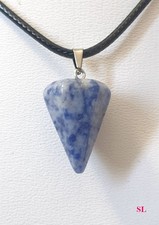 Collier Pendentif Sodalte  Pointe 21x14 mm LItho-Reiki