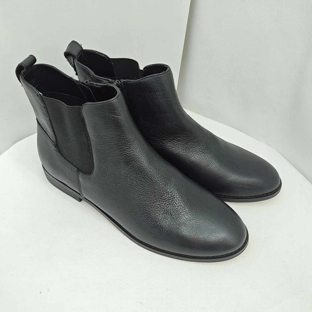 SALE! Lands End Black Leather Pull On Boots Sz.9 1/2 Lands main image 4