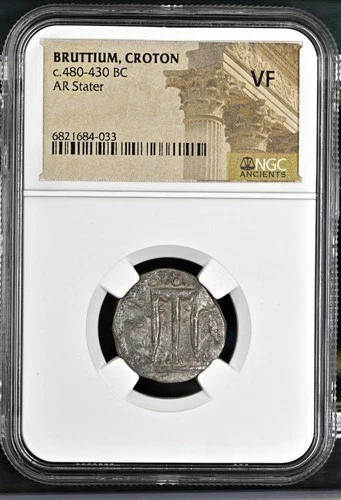 Bruttium Croton / Kroton 480-430BC Tripod Heron NGC VF HN Italy 2104