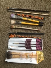 10 Vtg Paintbrushes Colour Shaper Firm 6, Loew Cornell 798, Fine Touch Flat 5