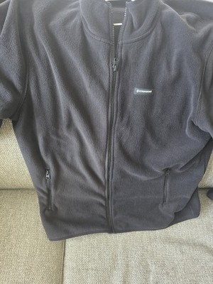 StringKing Black Full Zip Fleece Jacket, Pockets, Stand-Up Collar. fits like XL