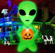 4 FT Halloween Inflatable Alien with Pumpkin Decorations LED Lighted Halloween B
