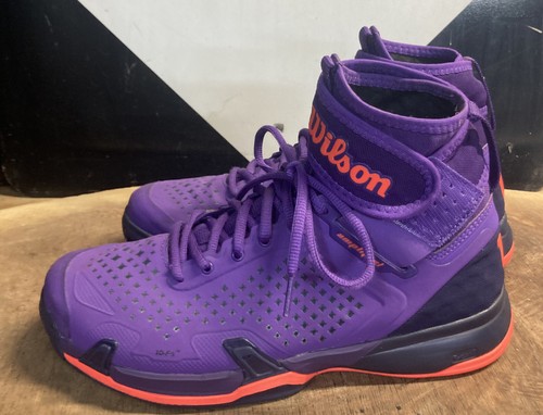 purple high top tennis shoes