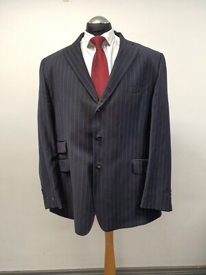 MARKS & SPENCER LUXURY JACKET/BLAZER NAVY STRIPE PURE NEW WOOL 46R BNWOT
