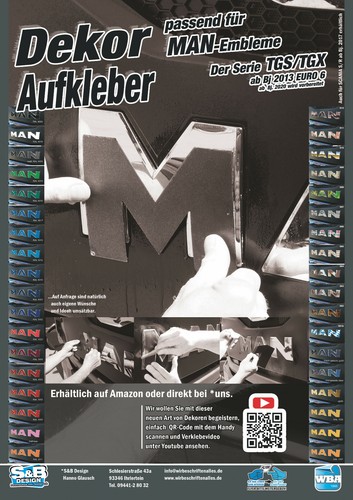W.B.A. Aufkleber passend für Man Emblem TGS Euro 6 ab Bj 2013-19 glitzer gold - Bild 8 von 9