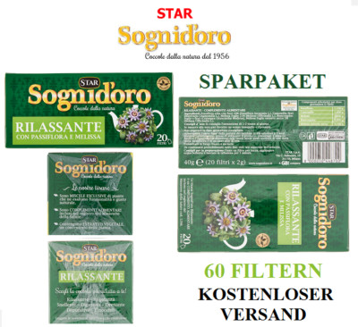 ENTSPANNENDER KRÄUTERTEE SOGNI D'ORO STAR MIT PASSIONSBLUME UND MELISSA 60 FILT