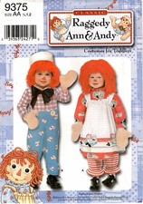 Simplicity 9375 Raggedy Ann & Andy Toddlers Costumes Pattern Uncut Size 1/2-2