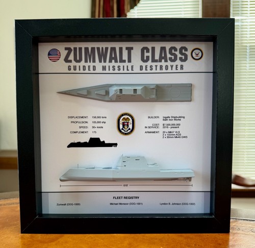 Zumwalt Class, Guided Missile Destroyer Shadow Display Box, 9" x9", Black - Afbeelding 3 van 4