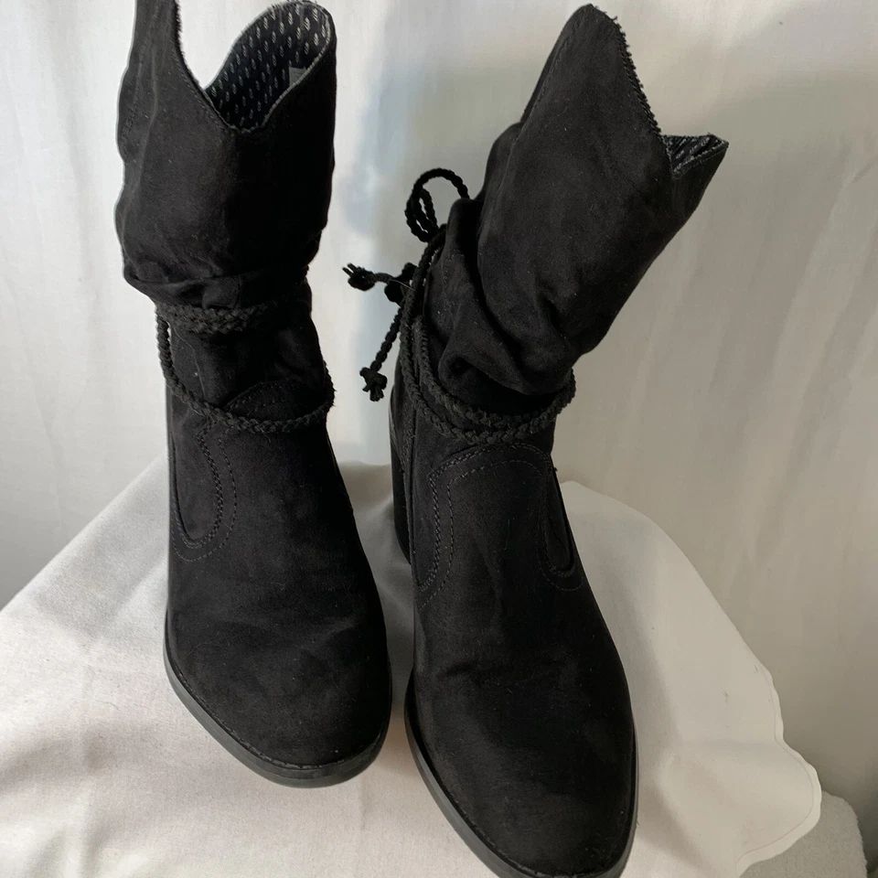 Rocket Dog 10M Sheriff Cowboy Boots Black Western Pull On Womens Slouch Suede - Image 4 of 4