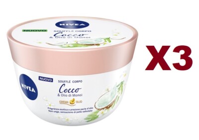 3 PCS LEVELA SOUFFLE' BODY COCONUT & MONOI OIL CREAM 200ML CREAM OIL