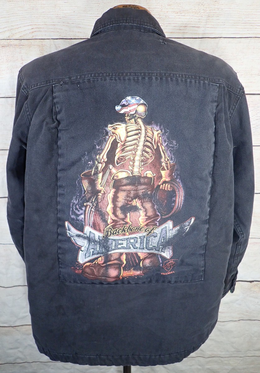 Dickies Black Denim Jacket XL Flannel Lined Coat Tillman Welding