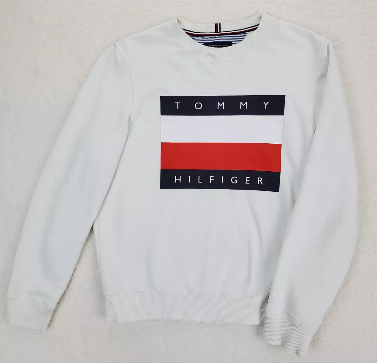 Tommy Hilfiger Mens Sweatshirt Pullover Logo M Size White eBay Graphic Flag 