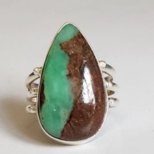 GREEN CHRYSOPRASE NATURAL GEMSTONE 925 STERLING SILVER JEWELRY RING 3 TO 12