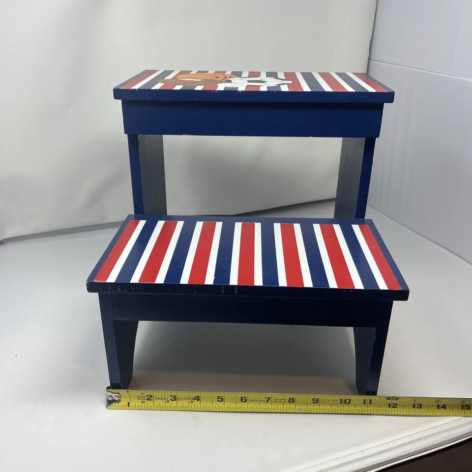 Deportes, taburete niños, regalos personalizados, taburete de baño, azul real rojo Foto 4 de 4