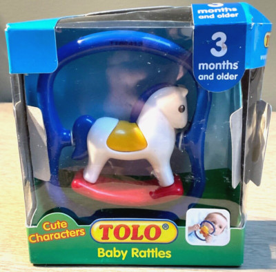 New in Box TOLO Baby Rattle Rocking Horse Pony Spinning Rattle