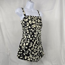 Women's One Piece Black/White Leopard Print 20W Plus Size Swimsuit