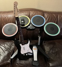 Rock Band 4 Xbox One Wireless Bundle Fender Stratocaster Guitar Drums Strap Mic