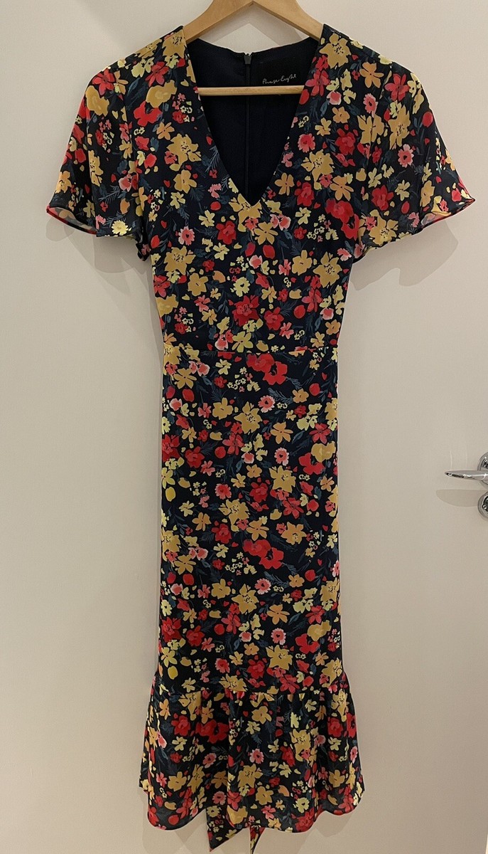 Women's Petite Phase Eight Floral Midi Occasion Dress UK 10 Petite