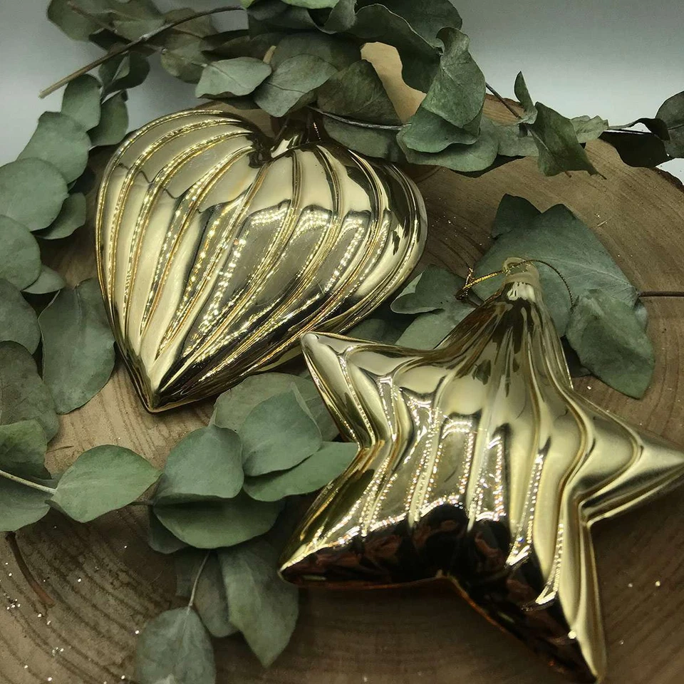 Set 2 Addobbi Cuore Stella Argento o Oro - Immagine 2 di 2