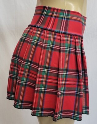 REGULAR MINI Spandex Skirt Plaid Pleated (RedSpandex) | eBay
