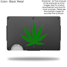 Custom POT LEAF Laser Engraved Wallet - Pick A Wallet Color