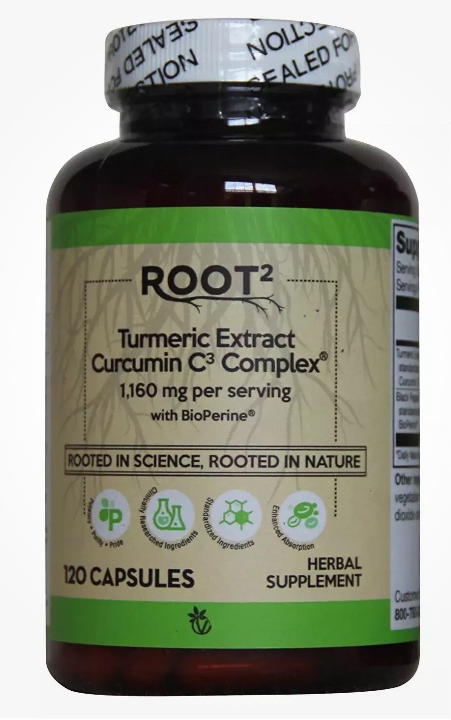 ROOT2 Turmeric Ext Curcumin C3 Complex Featuring BioPerine -- 1160 mg ...