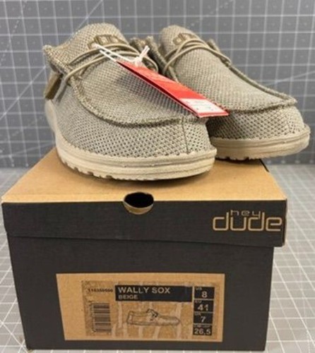 Hey Dude Wally Sox Beige Mens Casual Shoes US 8 EU 41 NEW~~ - Picture 1 of 9