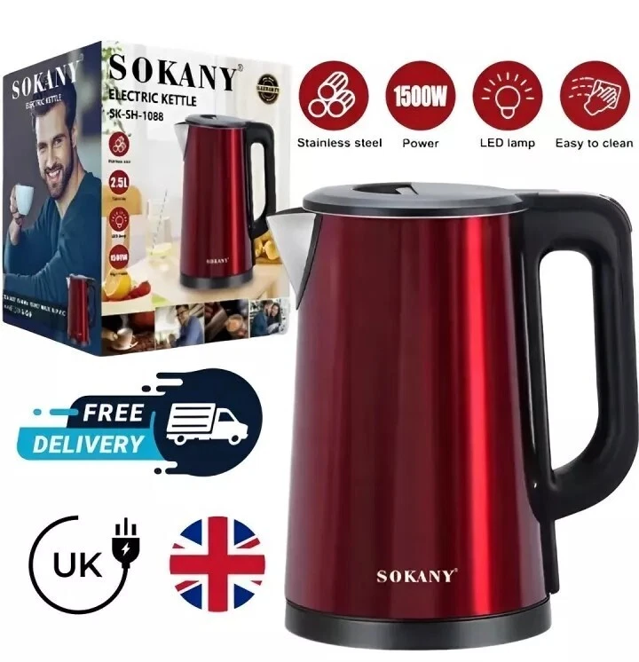 SOKANY Kettles Electric - Fast Boiling Kettles 2.5L 1500W Removable Washable
Opens in a new window o