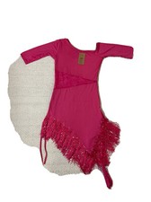 Whitewed Women  s Pink Shiny Sequins Tassels Latin Dance Dress Costumes Waist S