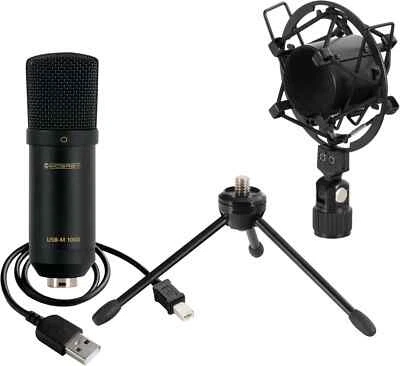 Microphone à Condensateur Podcast avec Connexion USB et Interface Audio Noir - Photo 1/4